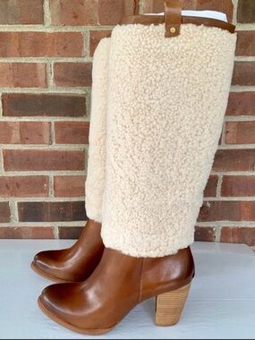 UGG Australia Ava Exposed Fur Brown/Natural Leather Tall Boots
